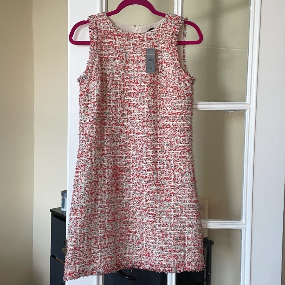 Ann Taylor Red and White Tweed Mini Dress